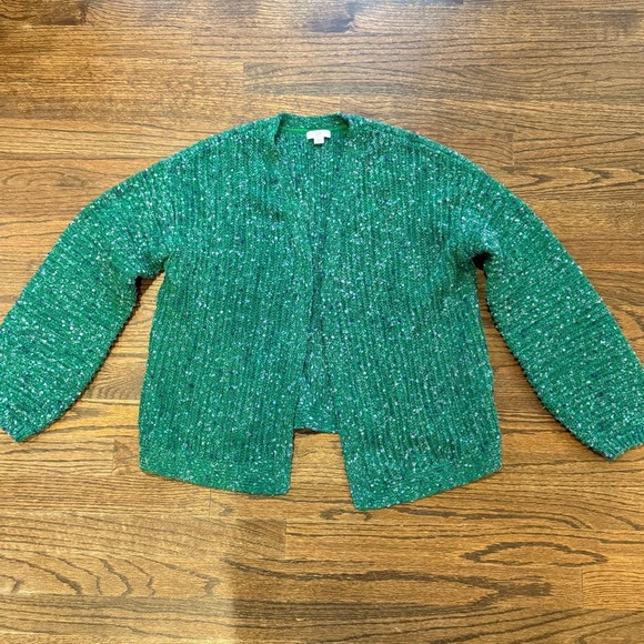 J. Jill Green Knit Multicolored Cardi Sweater - Picture 2 of 10